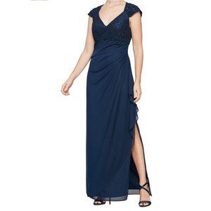 Alex Evenings Cap Sleeve Empire Waist Evening Gown